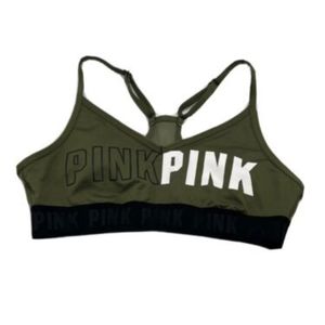 XS VICTORIA'S SECRET PINK OLIVE GREEN LIGHTLY LINED ULTIMATE SPORTS BRA